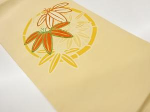 塩瀬金駒刺繍竹に笹模様名古屋帯